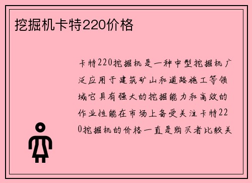 挖掘机卡特220价格